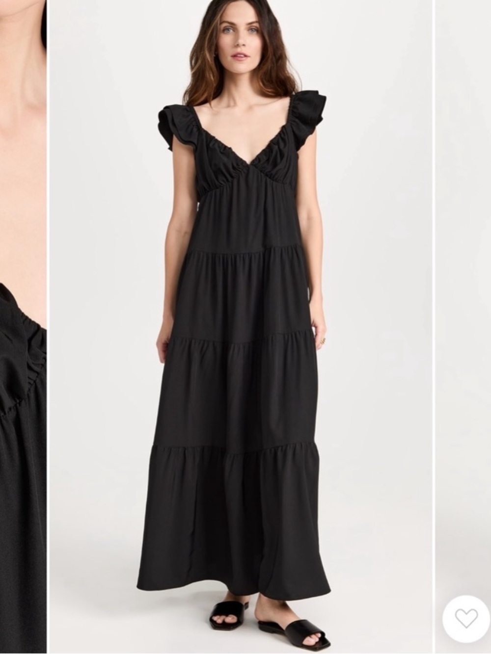 English Factory Ruffle Sleeve Maxi Dress - Black